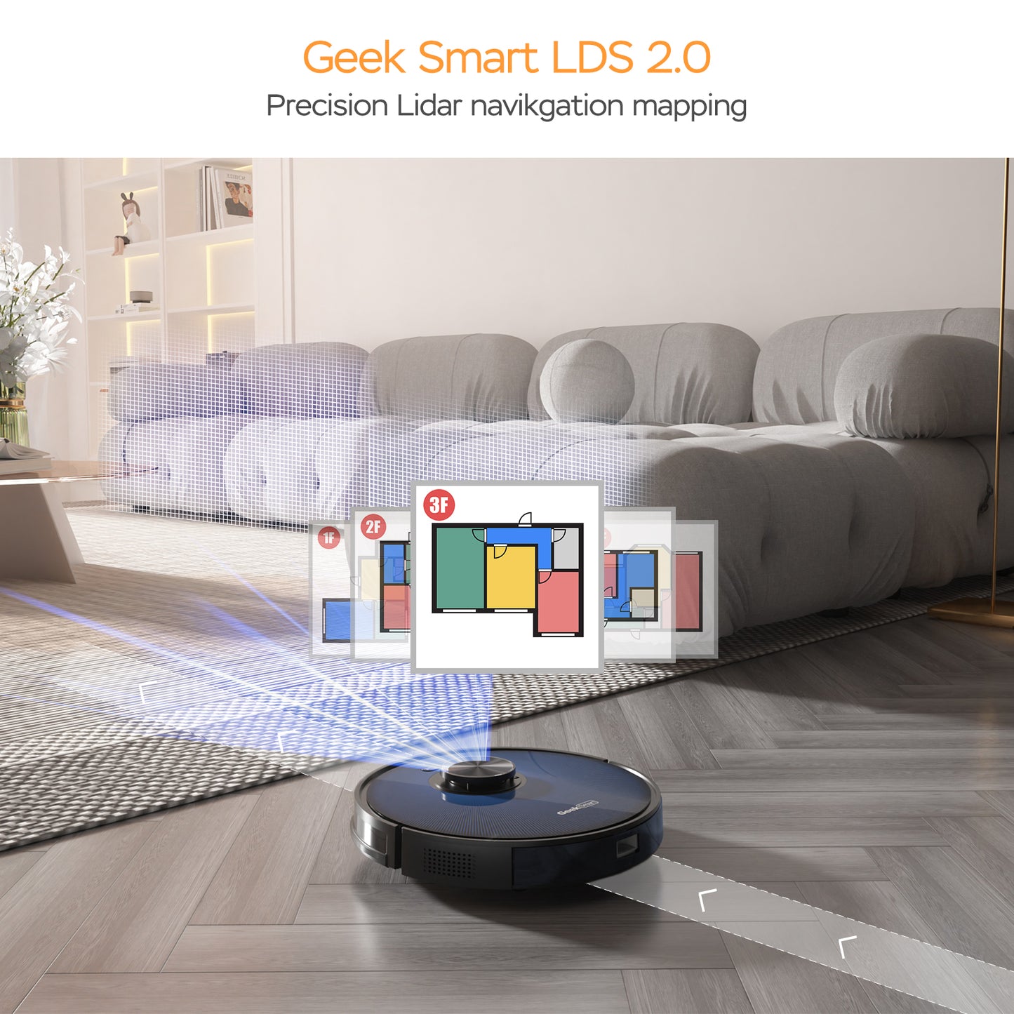 Geek Smart L7 Robot Vacuum Cleaner And Mop, Wi-Fi Connected APP